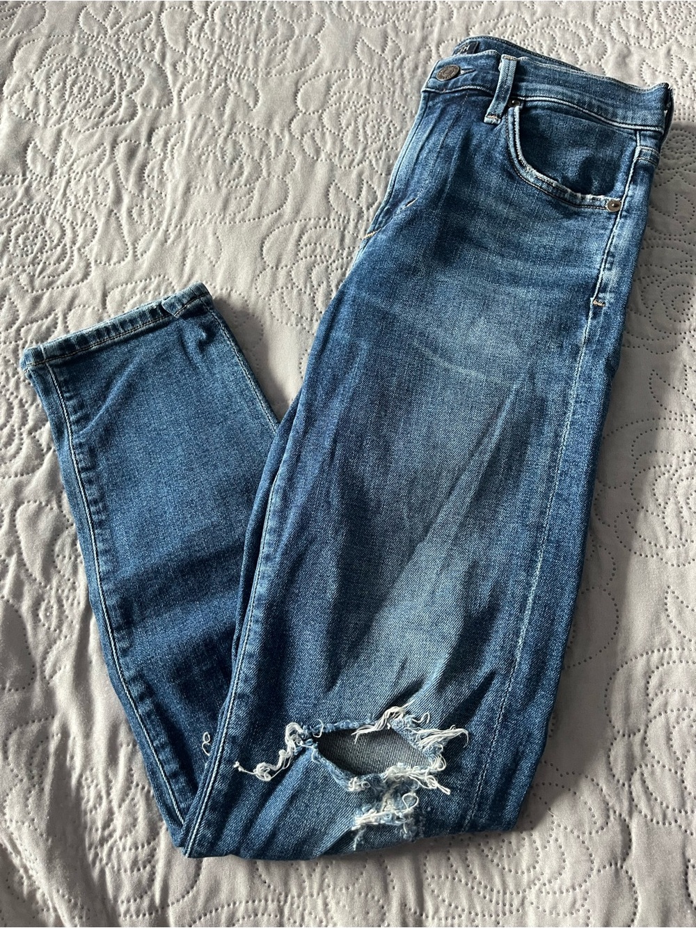 Citizens Of Humanity Distressed Blue Skinny Jeans